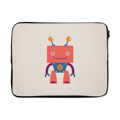 Produktbild von MuchoWow® Laptop Hülle 17 Zoll Laptoptasche Roboter - Getriebe - Gesicht - Antenne - Kinder - Jungen - Zipper - Schutzabdeckung