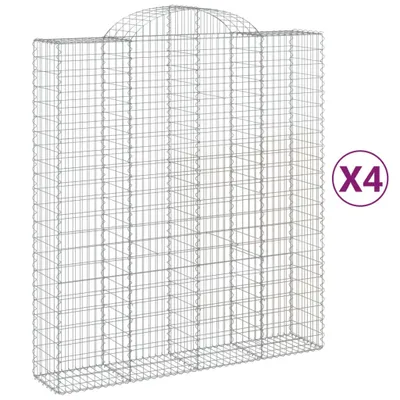 Produktbild von Gabionen mit Hochbogen 4 Stk. 200x50x220/240cm Verzinktes Eisen