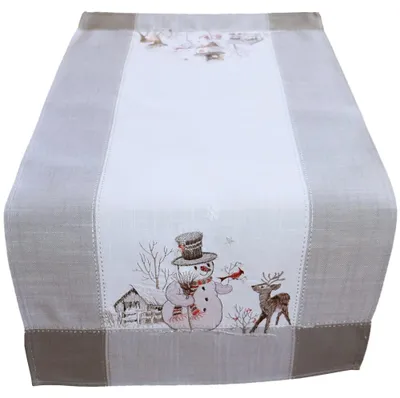 Immagine prodotto di ANNICA runner da tavolo pupazzi di neve ricamo inverno poliestere 40 x 90 cm