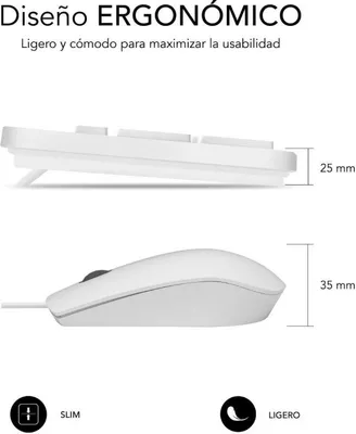 Immagine prodotto di Tastiera e mouse Subblim Combo Business Slim Silent/ Bianco