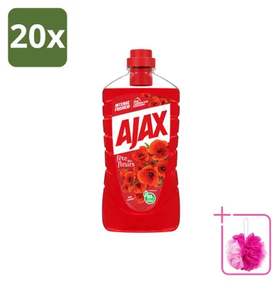Produktbild von 20 x Ajax Fête des Fleurs Allesreiniger - Rote Blumen - 1000 ml - Sparpackung - 20 Stücke