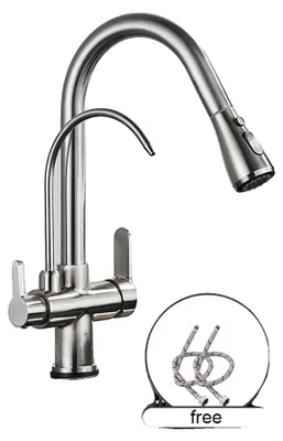 Produktbild von Wasserfilterarmatur, Doppelgriff, ausziehbare Auslauf, Bürstetes Nickel