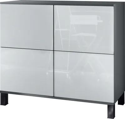 Produktbild von Vladon Kommode Rova V3, Moderner Küchenschrank mit 4 Push-to-Open Türen Anthrazit matt / Weiß Hochglanz (92,5 x 84.5 x 35)