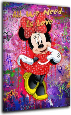 Produktbild von Minnie Pop Art Love Wandbild Leinwandbild Kunstdruck XL Wanddeko Comic Zitat: 100x150x4cm