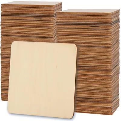 Image de 150 pièces de carrés en bois naturel - 10x10 cm, idéaux pour les créations DIY