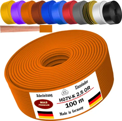 Produktbild von 100m Aderleitung H07 V-K OR 1x2,5 mm² Orange Einzelader flexibel