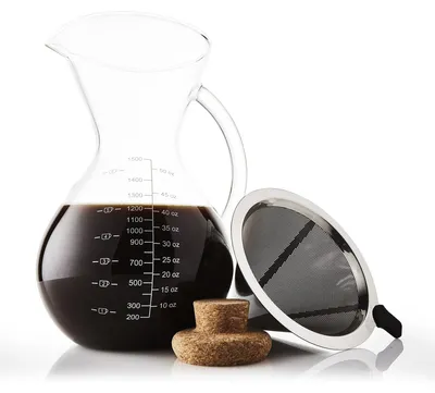 Pour-Over-Kaffeemaschine 1500 ml, Glaskanne, Edelstahlfilter