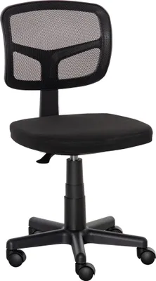 Image de Vinsetto Chaise de bureau sans accoudoirs, fauteuil de bureau ergonomique en maille, hauteur réglable, assise rembourré et pivotant 360°, chaise d'ordinateur pour bureau, chambre, noir