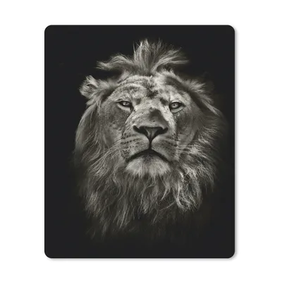 Produktbild von MuchoWow® Mauspad Mousepad Löwe - Tiere - Porträt - Wildtiere - Schwarz und weiß 19x23 cm - Mousepads - Maus Mat - Pad - Mausunterlage - Mauspads - Spielen