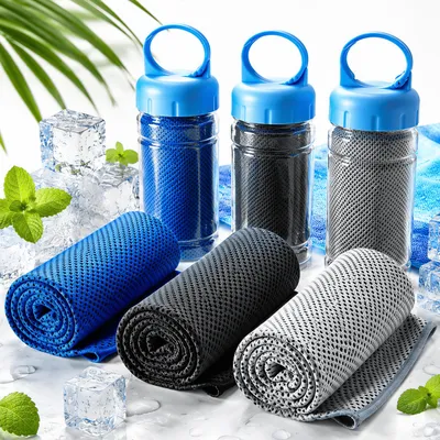 Produktbild von 3 Stück Sporthandtuch Cooling Towel, 100 x 30 cm, schnelltrocknend & sofort kühlend, Mikrofaser Kühlhandtuch für Fitness, Laufen, Training, Outdoor