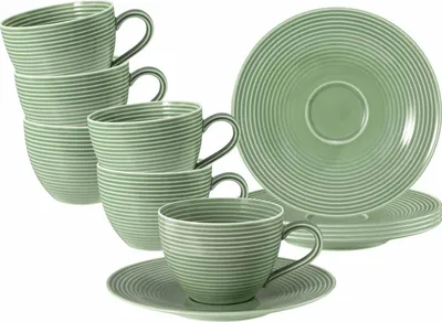 Produktbild von Seltmann Weiden Beat Salbeigrün Kaffeetasse + Untertasse 6er Set