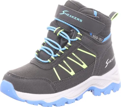 Produktbild von Sneakers Kinder-Jungen-Outdoor-Allwetterstiefel Schwarz-Blau-Gelb-Weiß, Farbe:schwarz, EU Größe:37