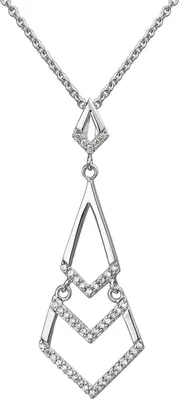 Produktbild von Collier Kette mit Anhänger aus 925 Silber mit 46 weißen Zirkonia 45cm Damen
