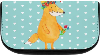 Produktbild von Mr. & Mrs. Panda Necessaire Fuchs Blumen - Türkis Pastell - Geschenk, Kulturtasche, Freundinnen, Waschbeutel, Freundin, Blumenliebe, Boho, Organizer, kosmetiktäschchen