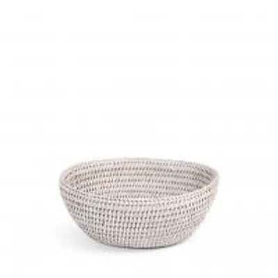 Immagine prodotto di H&H cestino tondo in rattan bianco cm 17,5xh6,5