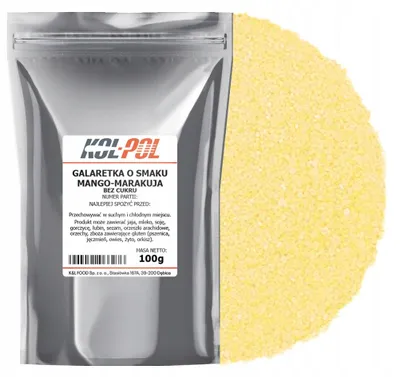 Zdjęcie produktu dla GALARETKA MANGO-MARAKUJA BEZ CUKRU 100g Fit deser o smaku mango Kol-Pol