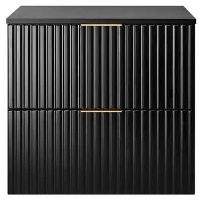 Zdjęcie produktu dla Szafka Łazienkowa Wisząca Pod Umywalkę Flisan 60X46 Cm Z Blatem Czarna Mdf