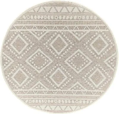 Immagine prodotto di Tappeto rotondo beige da 160 cm, adatto sia per interni che per esterni