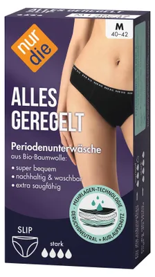 Produktbild von NUR DIE Damen Slip 1-Pack Periodenunterwäsche Alles Geregelt - schwarz - Größe 48-50