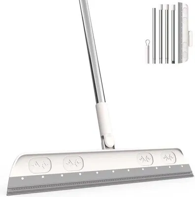 Produktbild von Unyqoos® 150 cm Wasserschieber mit verstellbarem Stiel 50–150 cm, 36 cm Abziehlippe, 4‑teiliger Griff, 180° schwenkbar – Dusch-, Fenster- & Bodenabzieher