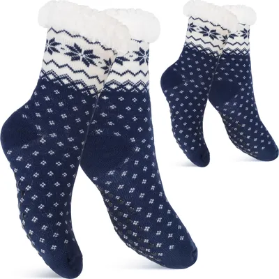 Produktbild von Footstar Damen und Herren Winter Haussocken (2 Paar) Kuschelsocken - Blau 35-38
