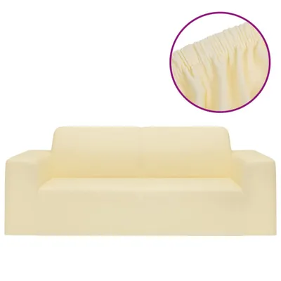 Image de vidaXL Housse de canapé stretch 2 places crème jersey polyester