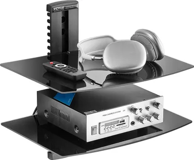 Produktbild von Stojak multimedialny VEVOR pływająca półka na projektor z 2 poziomami, multimedialna półka ścienna, uchwyt ścienny audio, regulowana półka na nośniki do przechowywania odtwarzaczy DVD / dekoderów telewizji kablowej / konsol do gier