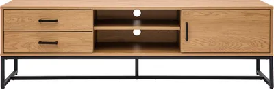 Produktbild von Miliboo - TV-Möbel mit hellem Holzdekor in Eiche und schwarzem Metall B160 cm LOVATO
