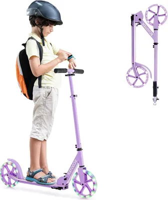 Produktbild von KOMFOTTEU Scooter Tretroller Klappbar, Cityroller Kickscooter mit 2 LED Rädern & Tragegurt, Roller aus Aluminium, Kickroller Roller höheverstellbar
