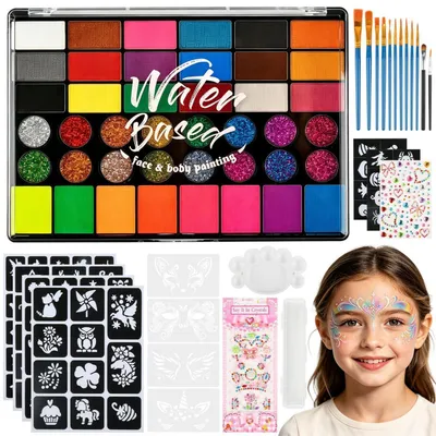 Immagine prodotto di Set di trucchi per bambini, 42 colori, con stencil e pennelli