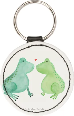 Produktbild von Mr. & Mrs. Panda Schlüsselanhänger Frosch Liebe - Weiß - Geschenk, Taschenanhänger, Kuss, Anhänger, Paar, Hocheitstag, Taschenbaumler, Frösche, Verlobung, schlüssel