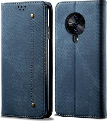 Produktbild von VIVO S6 Hülle, LaimTop Denim Leder Brieftasche Magnetverschluss Flip Bookstyle Schutzhülle mit Standfunktion für VIVO S6 VIVO S6 Blau
