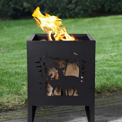 Produktbild von Bezaubernder Landhaus Feuerkorb, Feuerschale, OTIS mit Hirsch, 30 cm