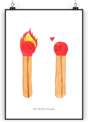 Produktbild von Mr. & Mrs. Panda Bild Streichhölzer DIN A5 - Weiß - Geschenk, Kunstdruck, Liebesbeweis, Freundin, drucke, Wandbild, wanddeko, Liebesgeschenk, kunstposter
