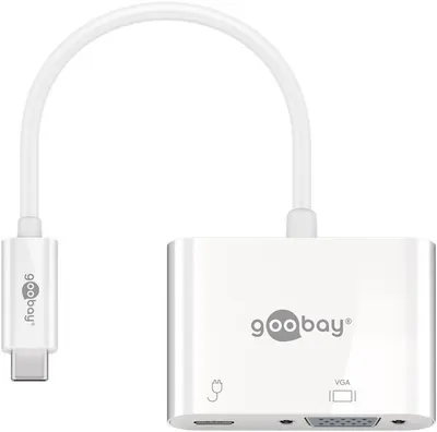 Image de Goobay 62107 Adaptateur USB-C™ vers VGA, PD, blanc, 0,15 m - étend un port USB-C™ vers un port VGA