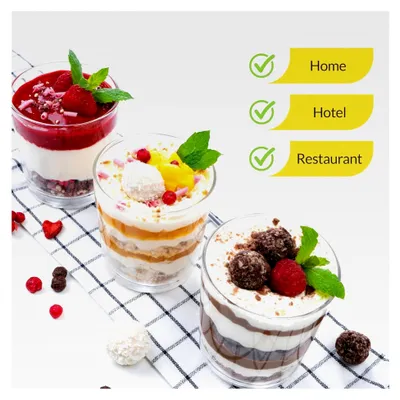 Produktbild von 12-teiliges Set Dessertgläser aus Glas, große 300 ml Gläser für Nachtisch, geeignet als Eis- oder Joghurtgläser