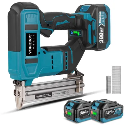 Produktbild von YOFIDRA Akku-Nagler 2-in-1 Tacker & Nagler mit 2x Akkus & Nägeln, Elektrische Nagelpistole Einzelschuss / Schnellschuss für Holzverarbeitung
