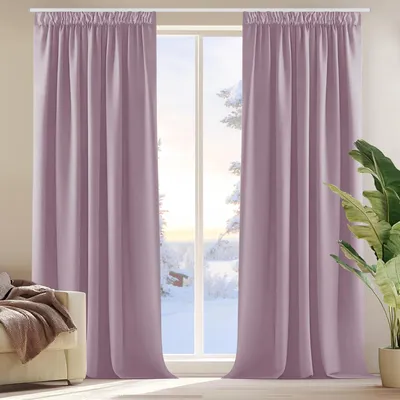 Immagine prodotto di Tende oscuranti opache con passacorda a pieghe, protezione dal freddo, 175x140 cm, rosa chiaro, set da 2
