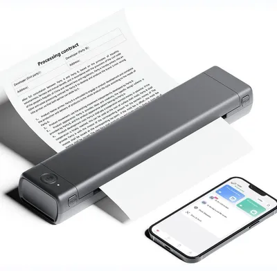 Zdjęcie produktu dla Phomemo M08F - Przenośna drukarka termiczna A4, bez atramentu, Bluetooth, kolor szary
