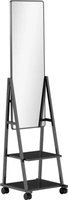 Produktbild von AIORBER Ganzkörperspiegel 42 x 155 cm Standspiegel mit Ablage und Rollen Stehspiegel Bodenspiegel für Schlafzimmer Wohnzimmer Schwarz