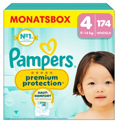 Produktbild von Pampers Premium Protection Windeln Gr. 4 174 Stk 9-14kg Haut- & Auslaufschutz