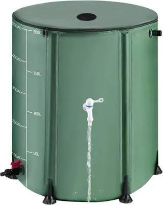 Produktbild von Famanu Regenfass 200L - Faltbarer Wassertank mit Filterkranen und Überlaufset