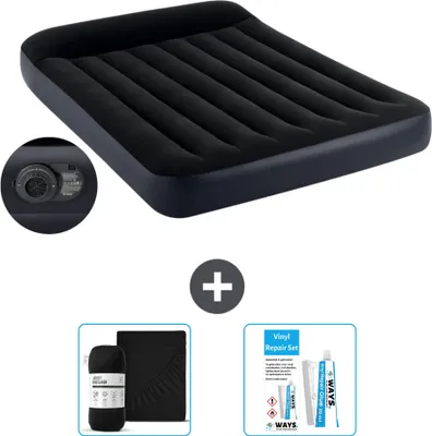 Produktbild von Intex Airbed - Doppelbett - 137 x 191 x 25 cm - Blau - Inklusive Pumpe - Spannbettuch en Reperaturset