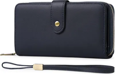 Image de Portefeuille Femme Grande protection RFID 14 emplacements pour cartes Bleu marine