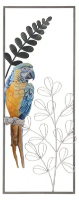 Immagine prodotto di Pannello decorativo a parete con pappagallo, di Mauro Ferretti, dimensioni 28,6 x 2,5 x 74,3 cm, multicolore