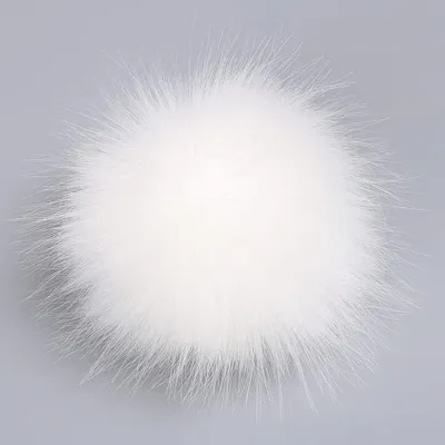 Pompon aus Kunstfell, 12 cm, weiß, für Mützen & Schals