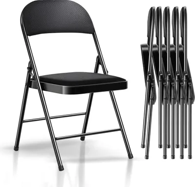 Produktbild von Klappstühle 6er Set, Klappstuhl Gepolstert, bis 204 kg Belastbar, Metall-Klappstuhl
