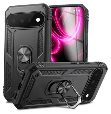 Zdjęcie produktu dla Etui "RingDefend" dla Google Pixel 11 Pro XL - wytrzymałe etui pancerne, obrotowy uchwyt i stojak 360°, etui outdoorowe - czarne