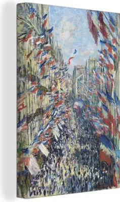 Zdjęcie produktu dla OneMillionCanvasses® - Obraz na płótnie - 90x140 cm, Rue Montorgueil w Paryżu - Obraz Claude'a Moneta, Dekoracja ścienna - Zdjęcie na płótnie - Obraz na płótnie - Dekoracja ścienna - Sypialnia