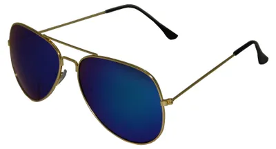 Produktbild von Pilotenbrille mit grün-blauen Gläsern und Goldgestell